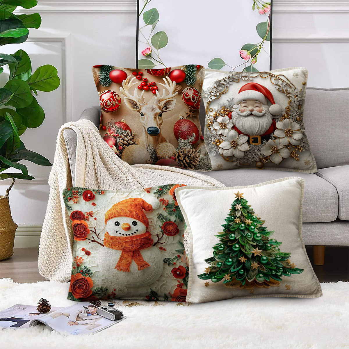 NUEVO SET PREMIUM DE FUNDAS NAVIDEÑAS CON LUCES