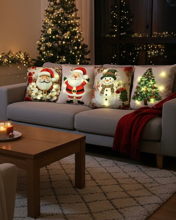 NUEVO SET PREMIUM DE FUNDAS NAVIDEÑAS CON LUCES