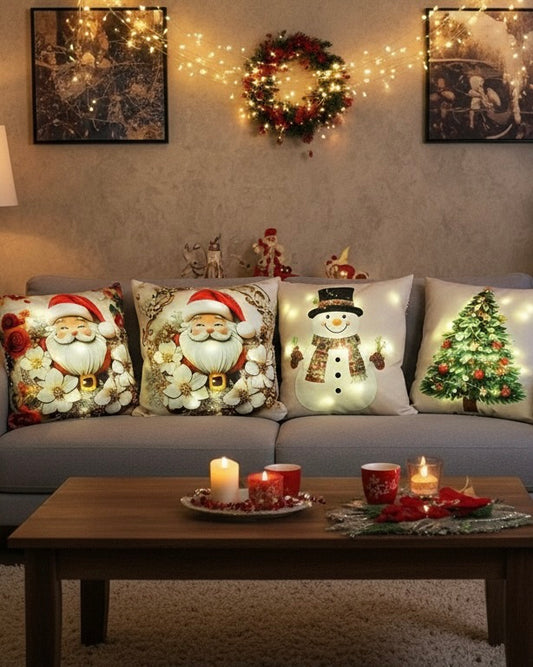 NUEVO SET PREMIUM DE FUNDAS NAVIDEÑAS CON LUCES